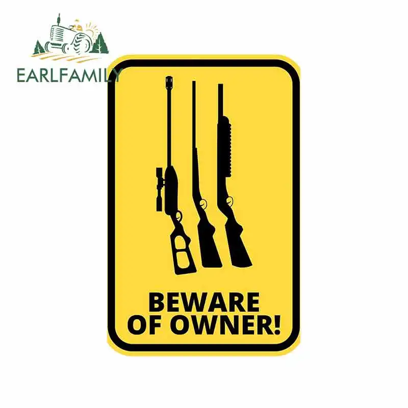 

EARLFAMILY 13cm x 8.3cm Car Stickers Warning Sign Beware Of Owner Sticker Self Adhesive Car Styling Graphic