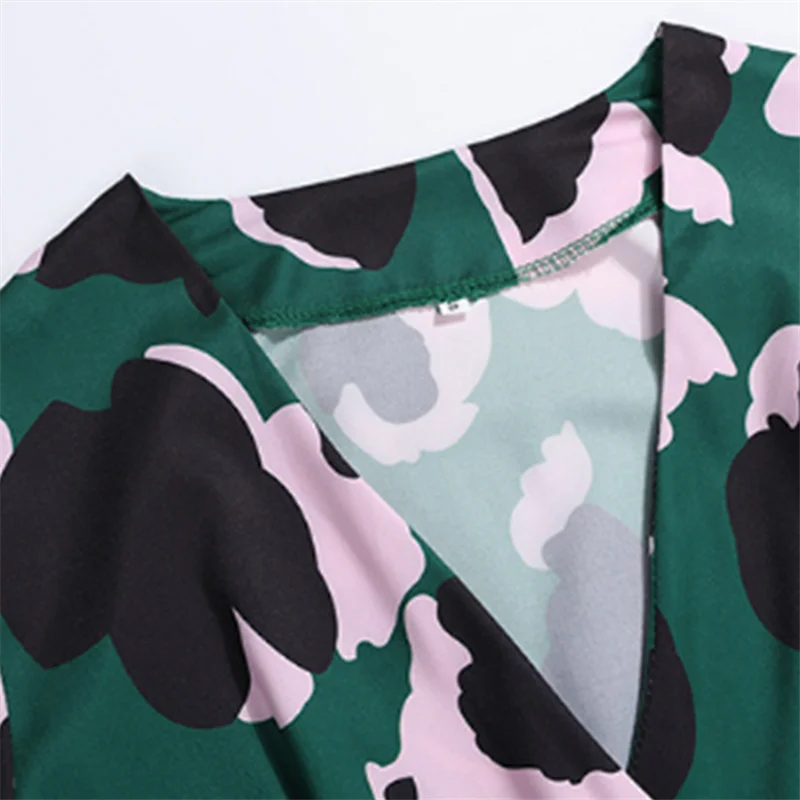 Женское платье макси с рукавами фонариками зеленое Элегантное Длинное Платье V