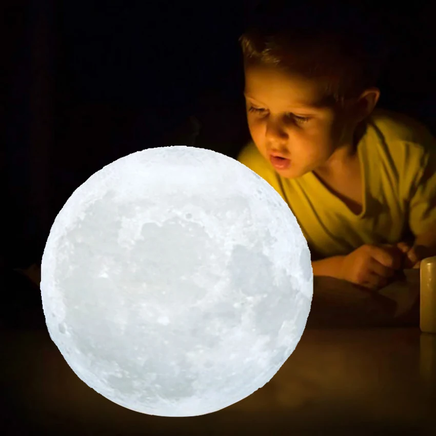 3D Printing LED Moon Lamp Night LR44 Button Battery Lunar Light 7 Color Flash Twinkle Atmosphere Children Gift | Лампы и освещение