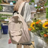 waterproof women backpack nylon simple school bag solid color student laptop bag unisex anti theft ladies travel backpack