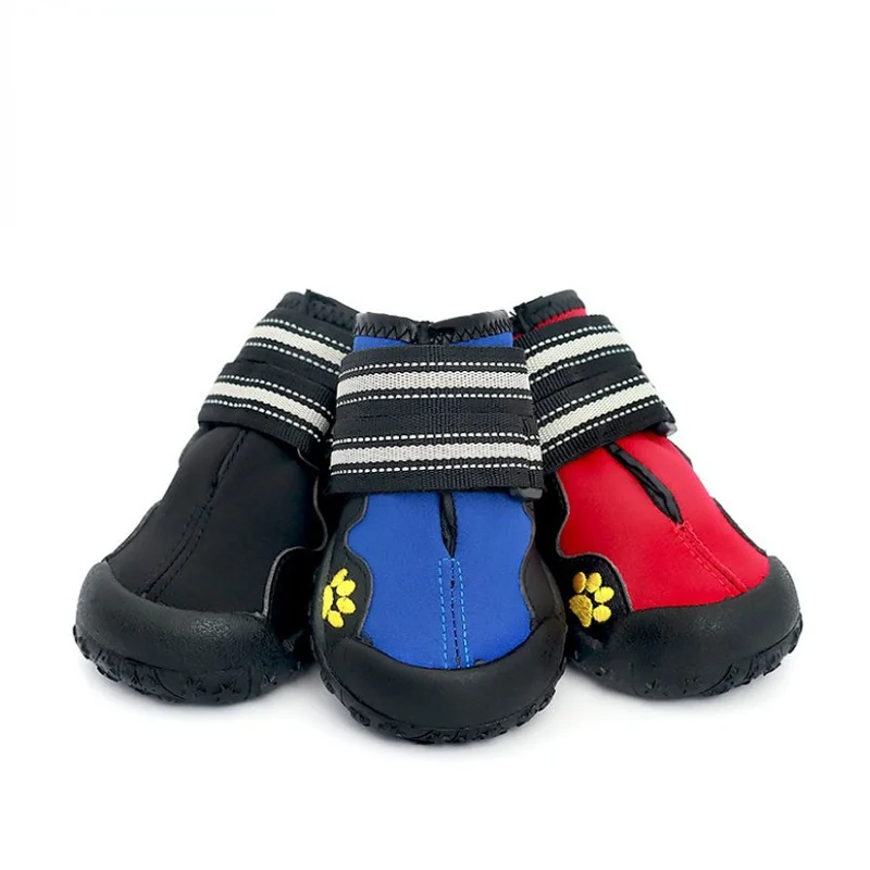 

4PC/1 SET Small, Medium and Large Dogs Outdoor Mountaineering Dog Shoes Wear-resistant Waterproof Pet Shoes