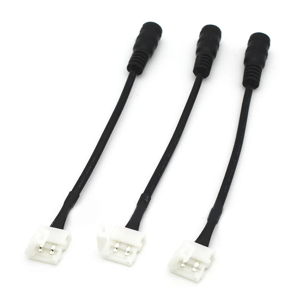 

10PCS 2PIN 8mm 10mm LED Strip Connector to 5.5*2.1mm Free Welding Connector Jack Cable Wires