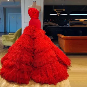 Evening Dresses Gorgeous Long Vestido De Festa Red Evening Dress Elegant robe de soiree Dubai Arabian Party Gowns Evening