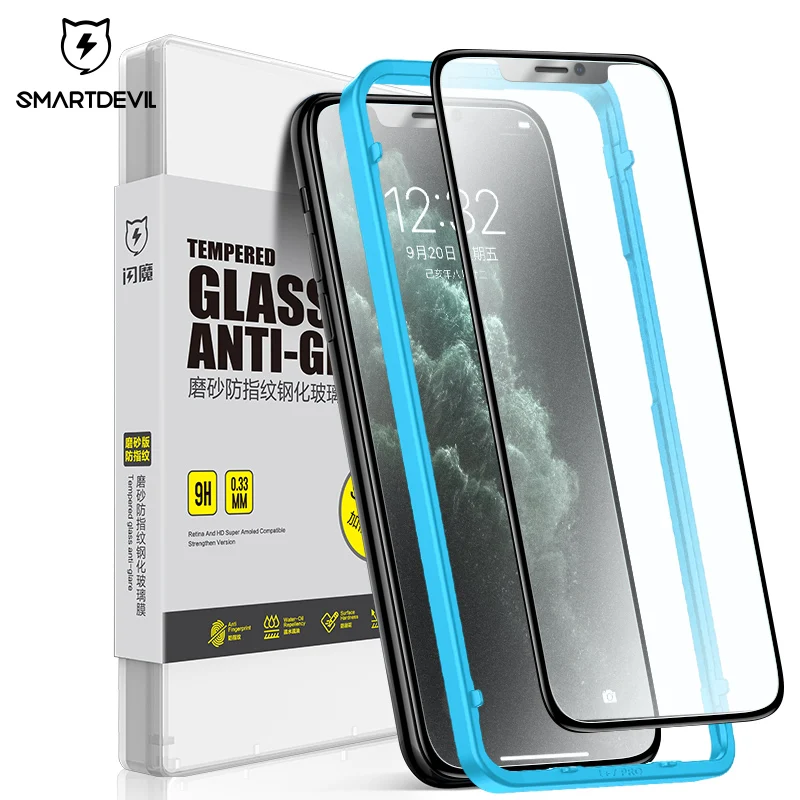 Матовое закаленное стекло SmartDevil для iPhone 12 Pro Max 11 X XS полное покрытие Защита экрана