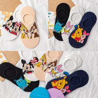 5 pairs cute women disney funny mickey minnie mouse donald daisy chip n dale winnie piglet monsters university low cut sock