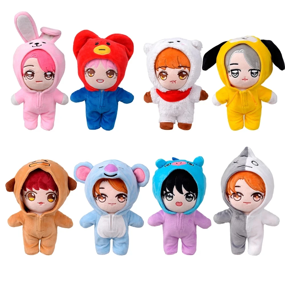 

Ручная работа, 20 см, плюшевая кукла KPOP JIMIN JungKook Taehyung Suga J-hope Rapmon Jin, фигурка куклы, игрушка с одеждой, наряд, комбинезон, подарок