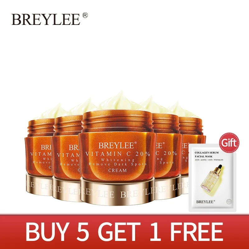 

5PCS BREYLEE Vitamin C Cream Whitening Cream Lighten Freckles Remove Dark Spots Melanin Brighten Skin Tone Facial Treatment