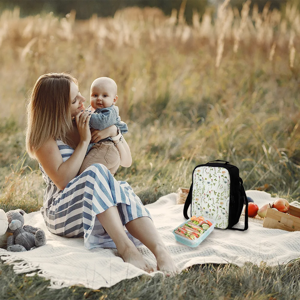 Insulated Lunch Bag Flower Garden Thermal Tote Bags Cooler Picnic Food Box For Kids Women Men | Багаж и сумки