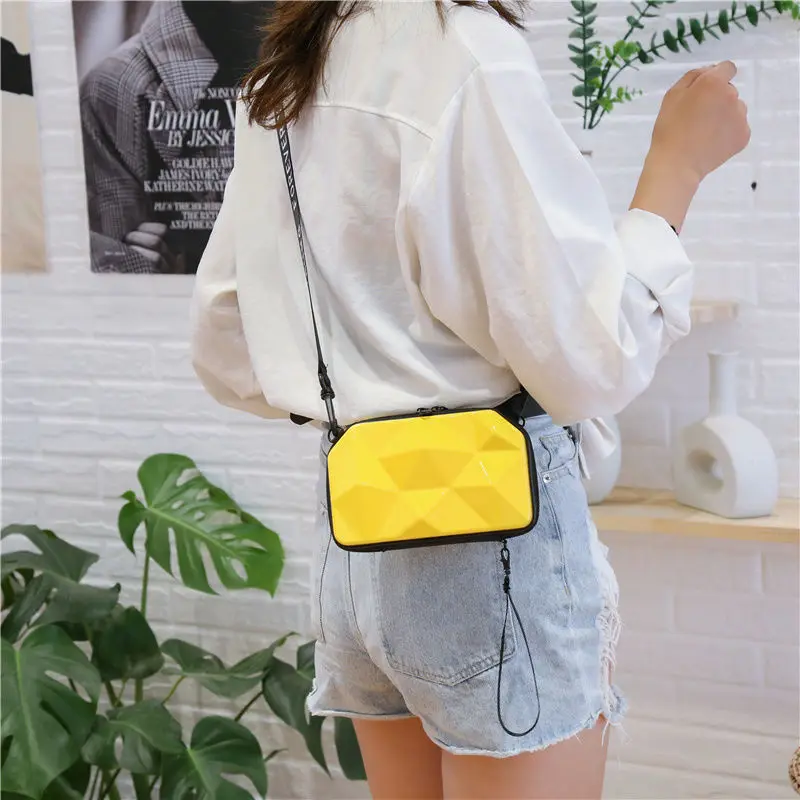 

Women Mini Suitcase Shape Shoulder Bags Women Bump Shape Handbag Female Makeup Storage Bag Waterproof Washing Mini Luggage Bag