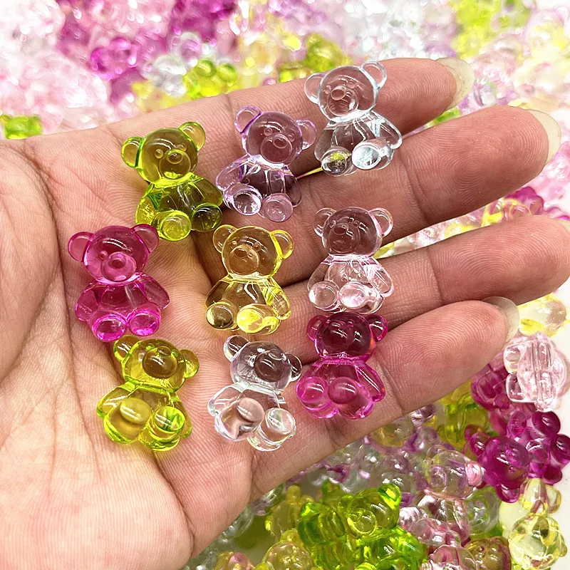 10 шт./лот акриловые подвески в виде медведя с кристаллами для изготовления