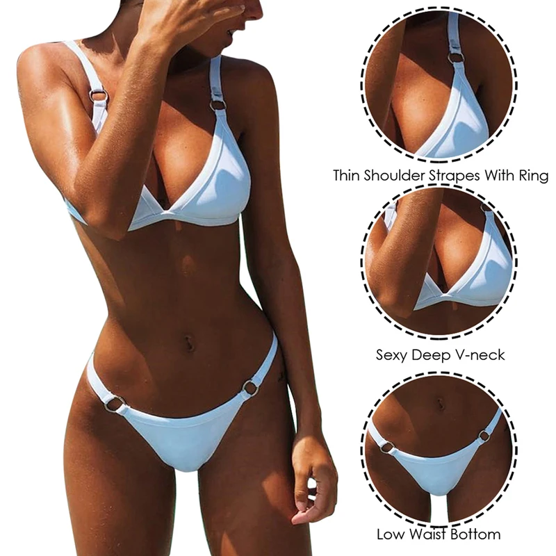 LASPERAL женский сексуальный Одноцветный комплект бикини низкая талия Бразильский