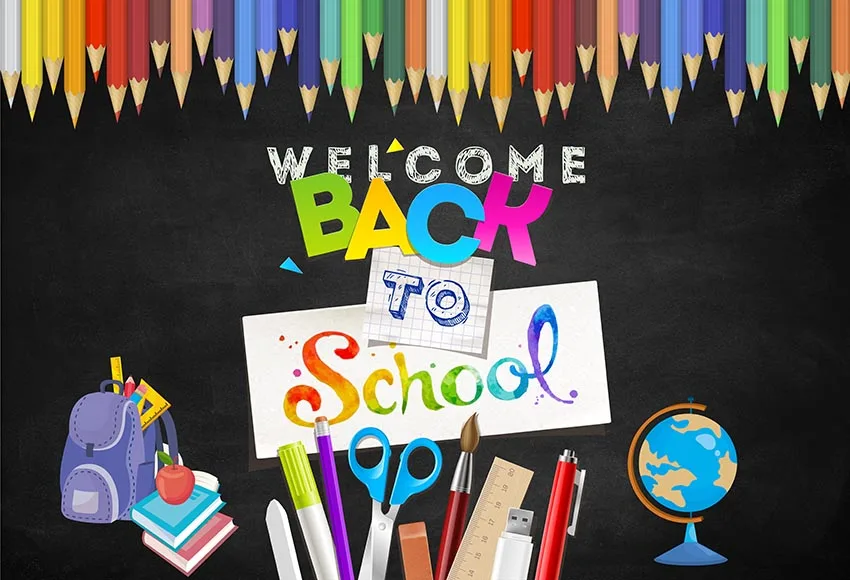 

Welcome back to school photography backgrounds vinyl pencils Photo backdrops for students Photographer Studio props lv-2191