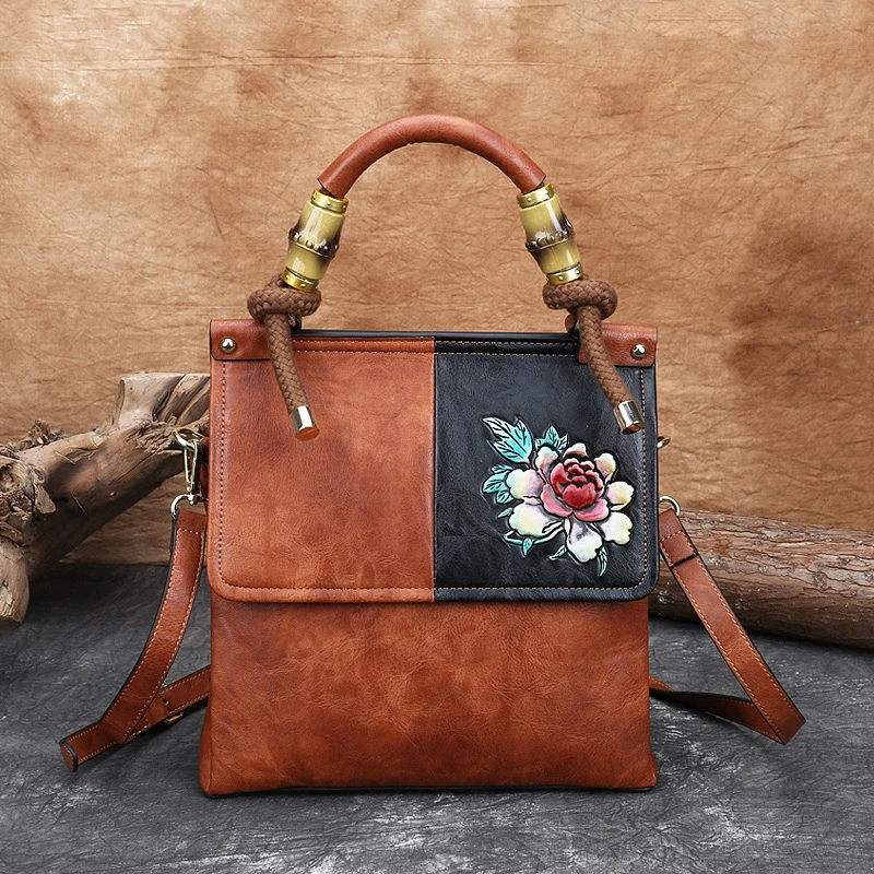 

Women's Handbag High Quality Leather Bags for Women 2021 New Fashion Vintage Bag China Style Floral Crossbody Bag Female Handbag