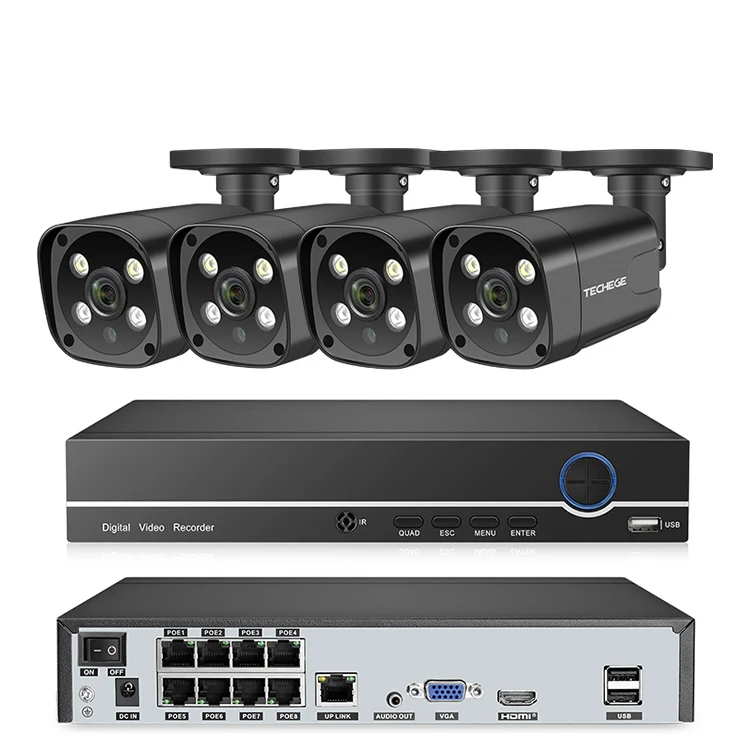 

4 канала 5 Мп PoE NVR CCTV IP-камера комплект 4 камеры IP66 Водонепроницаемая Наружная и внутренняя система безопасности