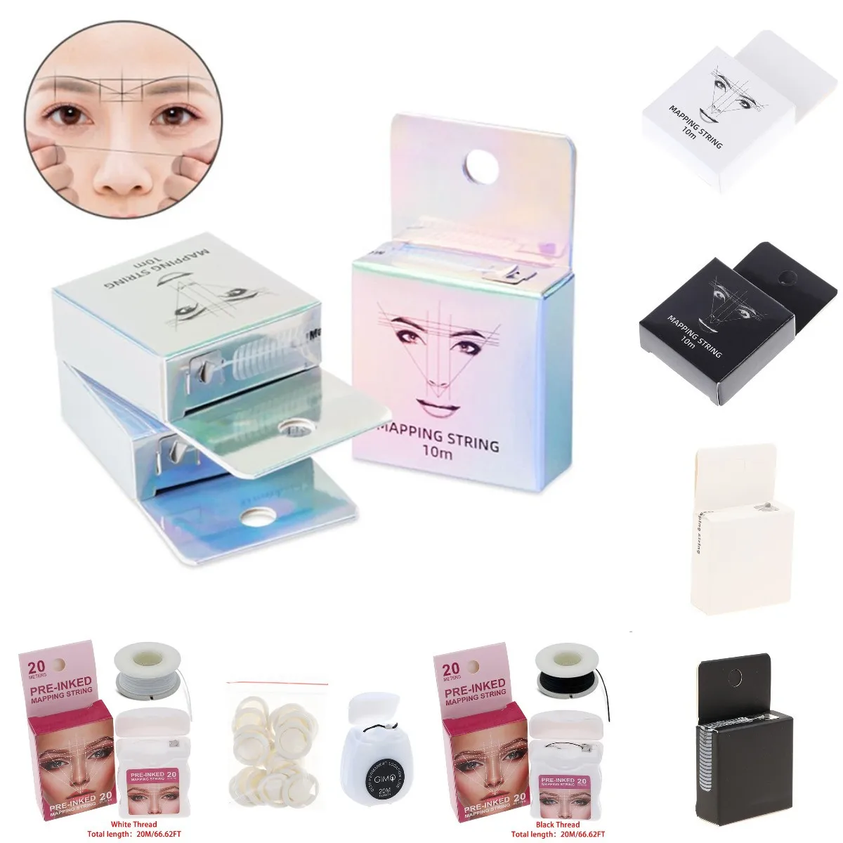 

10/20m Mapping Pre-ink String Microblading Eyebow Make Up Dyeing Liner Thread Semi Permanent Positioning Eyebrow Measuring Tool