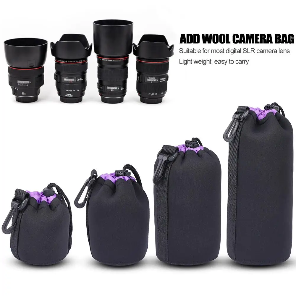 

Waterproof Camera Drawstring Lens Pouch Carrying Handheld Camera Elements Neoprene Bag Thick Protective Inside Cover