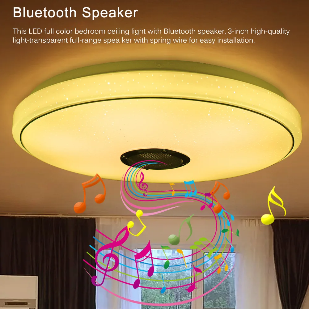 Smart Music LED Ceiling Light 36-60W RGB Embedded Round Star Remote Bluetooth Full Color | Освещение