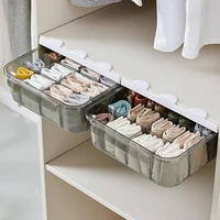 wardrobe hanging underwear storage box under desk drawer organizer for underwear sock bra clothes self adhesive closet organizer