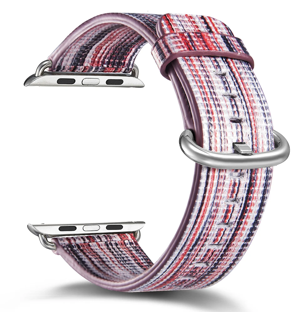 National style/окрашенный кожаный ремешок для наручных часов Apple Watch 44 мм 40 мм длина браслета с цветным рисунком наручные часы-браслет для наручных часов iwatch, 5 4 42 38 мм