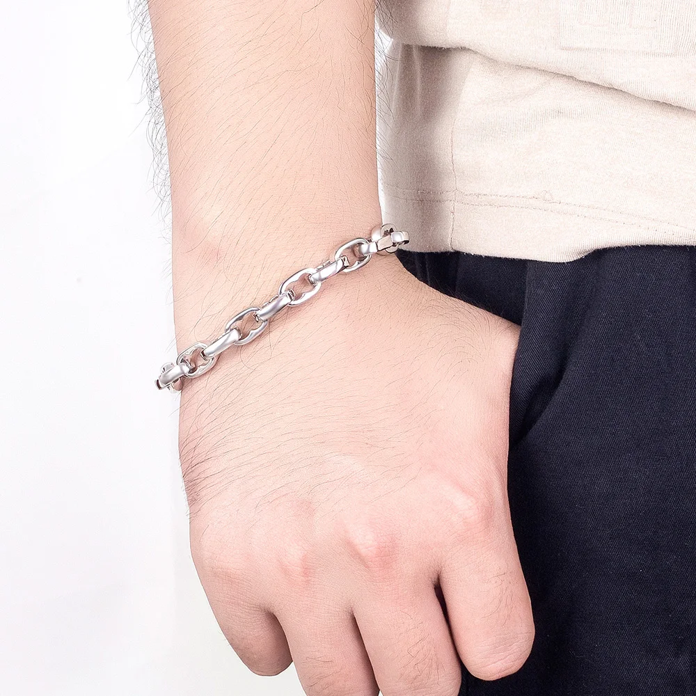 Мужские звено цепи 9 мм 925 серебро мужской браслет корейской моды простой