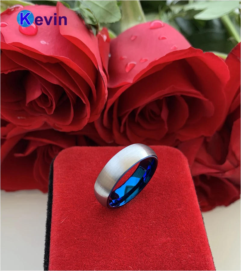 Мужское женское мужское обручальное кольцо синего цвета из вольфрама в наличии 6