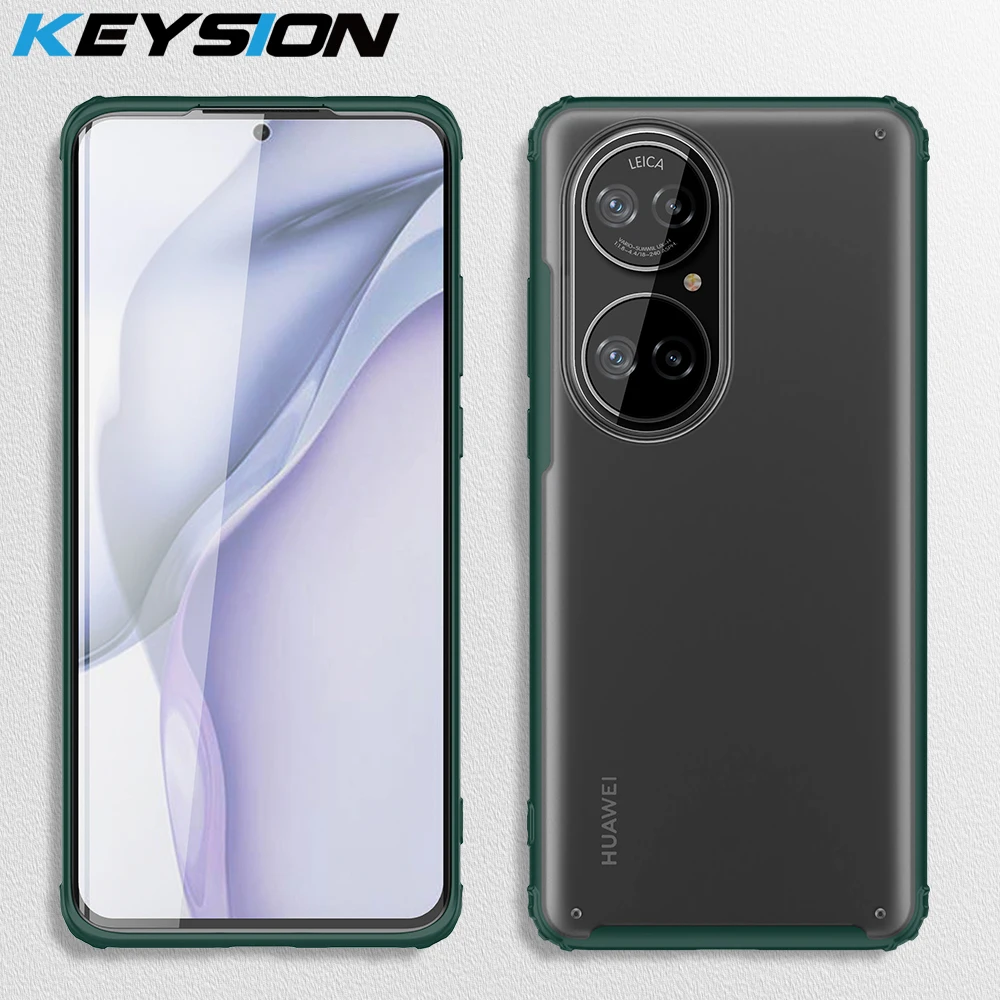 

KEYSION Fashion Matte Phone Case for Huawei P50 P50 Pro Transparent Shockproof Phone Back Cover for Huawei P40 P40 Pro+ Plus