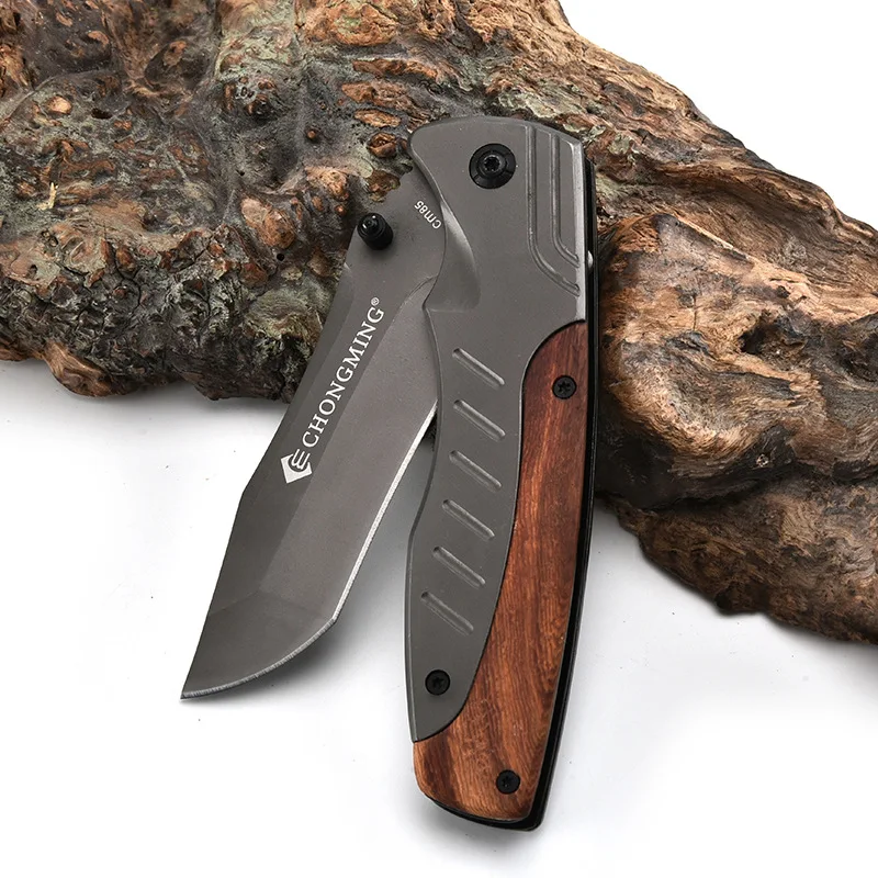 

Damascus 7CR15MOV Folding Blade Knife Outdoor Tool Camping Hunting Survival Knife 440C Stainless Steel Wood Handle Pocket Knives