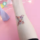 Rocooart переводная вода поддельная флэш-Татуировка милый кролик кошка панда маленькое животное Водонепроницаемая временная татуировка наклейка для взрослых ki