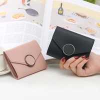 womens wallet short solid color fashion hasp female tri fold leather coin purses ladies card holder clutch phone bag money clip