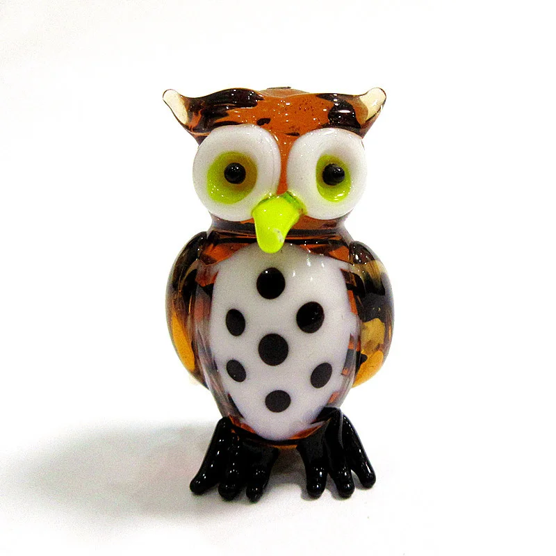 

Mini Handmade Murano Style Glass Owl Figurines Cute Vivid Bird Animals Craft Ornaments New Year Gifts For Kids Home Table Decor