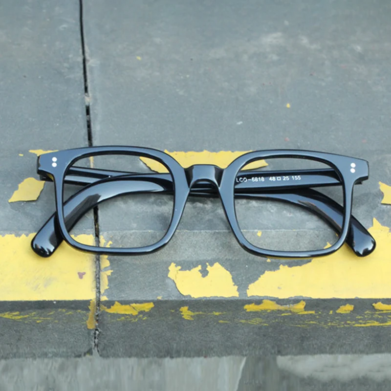 

Zerosun Black Acetate Eyeglasses Frames Male Vintage Nerd Spectacles for Prescription Reading Glasses Men