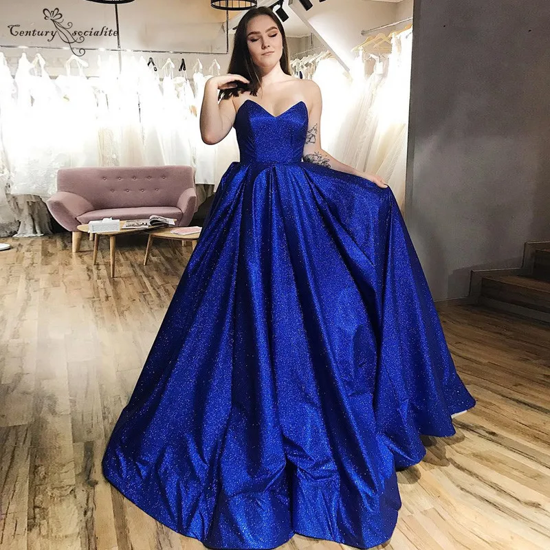 

Блестящие Длинные вечерние платья Королевского синего цвета со шнуровкой, простое платье для выпускного вечера и вечеринки, недорогие офиц...