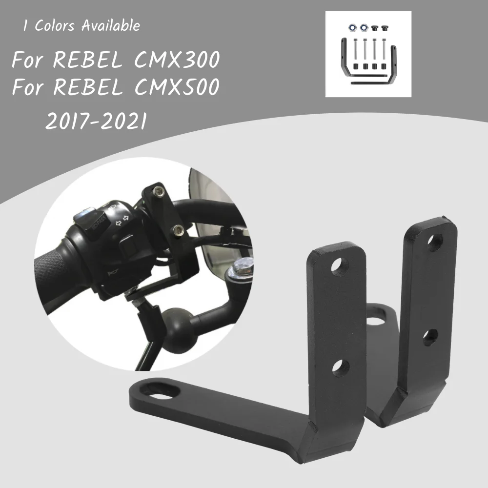 

For Honda Rebel 500 CMX 300 2017-2021 Handlebar Rear View Side Mirror Rearview Spotlight Bracket Mount Clamp Holder Accessories