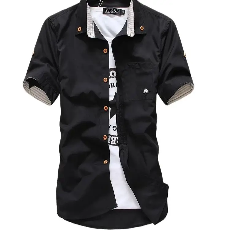 

Priced at wholesale summer short sleeved shirt men's Slim fit Korean-style embroidered workwear business casual dress MEN'S shir