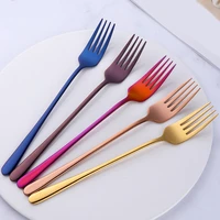 1 pcs stainless steel korean rainbow cake fruit fork dinner salad fork tableware gold dessert fork for hotel party kitchen tool