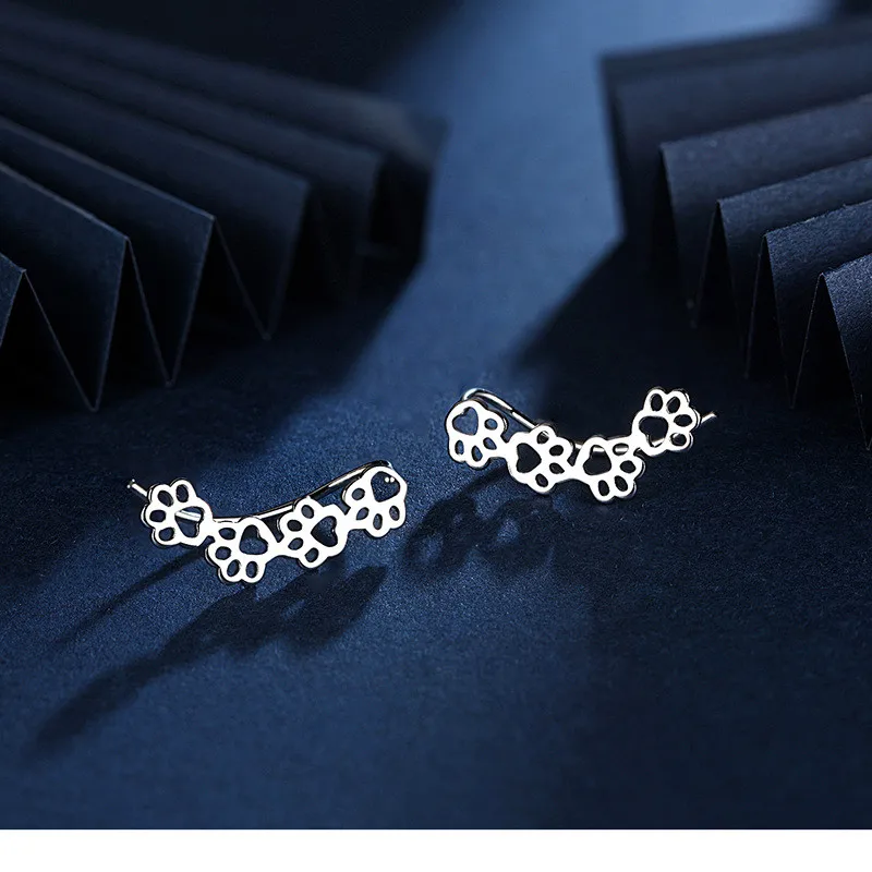 Женские серьги-пусеты в виде кошачьих ушей Серьги-пусеты из серебра 925 пробы