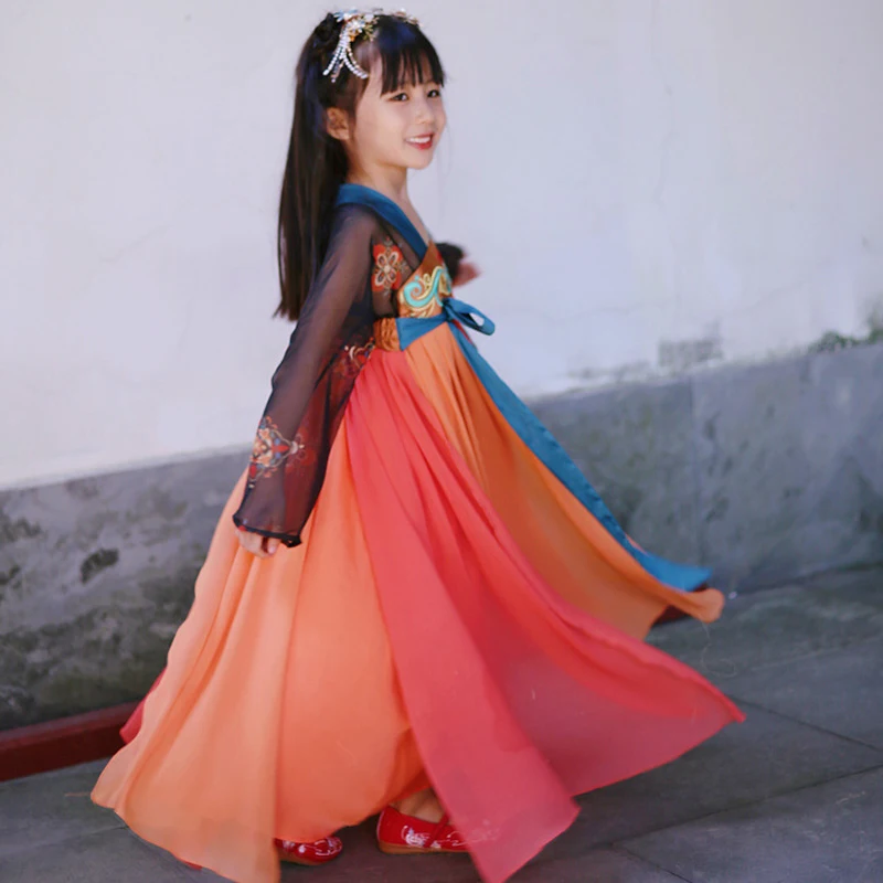 Детское платье Hanfu улучшенная весенняя одежда для девочек супер сказочное