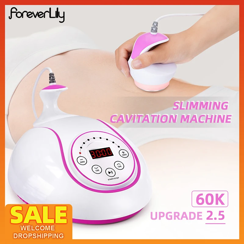 

60K 3 in 1 Heating Ultrasonic Cavitation 2.5 Body Slimming Shaping Machine High Power Fat Reducing Massager Photon Rejuvenation