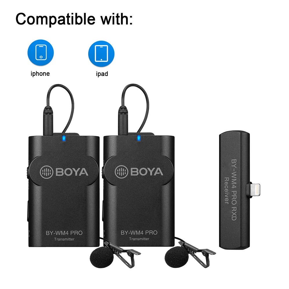 Koop Boya BY-WM4 Pro K4 Verlichting Draadloze Microfoon Voor Iphone 11 Pro Max Xs Xr 8 7 SE2 Ipad Ipod Touch Ios Apparaten Tiktok Instagram