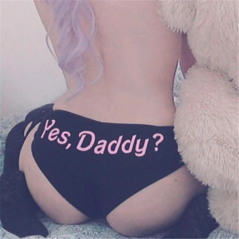 

Women Sexy Lingerie G-string Briefs Underwear Panties T string Thongs Knickers Yes Daddy Letter Printed Funny Ladies briefs