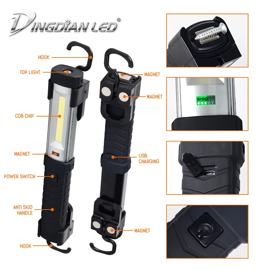 YD-24 рабочий свет LED COB + XPE фонарик холодный белый Светодиодный фонарь для кемпинга