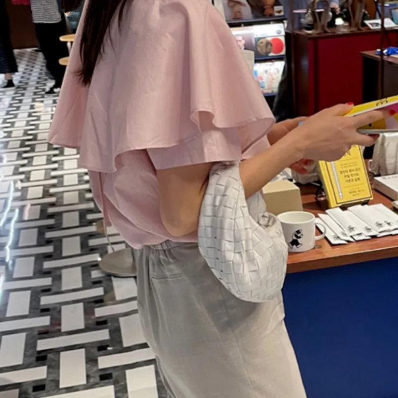 

O Neck Ruffles Patchwork Short Sleeve Blouse Women Summer 2021 New Solid Blusas Work Style Ol Simple Shirt Feminino