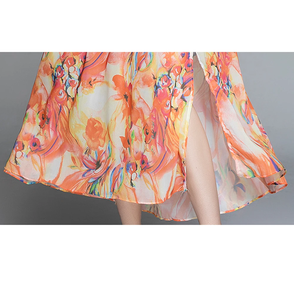 

Simgent Sling Dress Woman 2021 Summer Spaghetti Straps Backless Long Printing Slit Holiday Beach Dresses Vestidos SG1185
