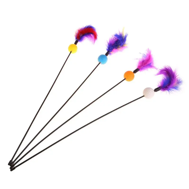 Игрушки для кошек палка перо мяч Забавный интерактивный Котенок Pet писк тизер