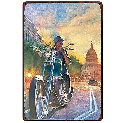 

Original Retro Design Motorcycle Travel Tin Metal Signs Wall Art | Thick Tinplate Print Poster Wall Decoration for Garage