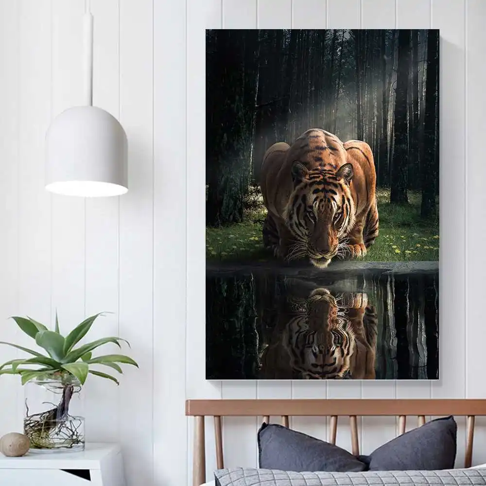 

Forest tiger modern Art aesthetic room decor Posters on the wall Abstract picture Household Products