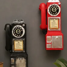 Retro Resin Dial Pay Phone Model Classic Look Vintage Rotate Phone Booth Home Decoration Ornament Figurine Home Crafts Accessory