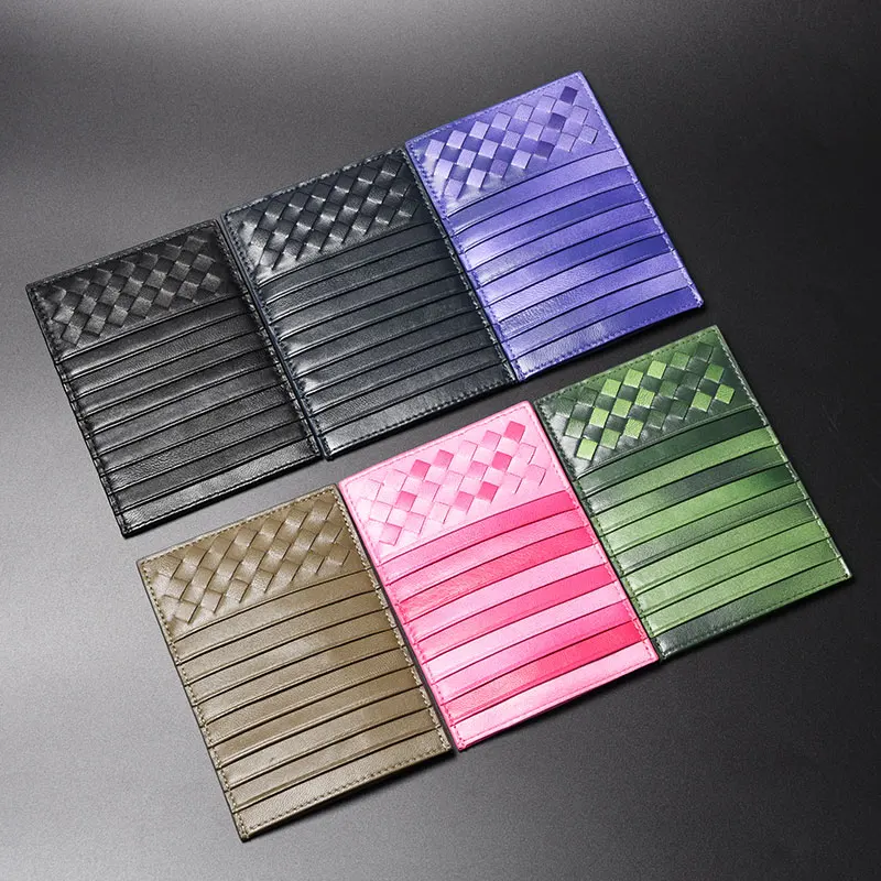 

Card Package Women's Wallet Card Holder Credit ID for Men Genuine Leather Sheep Skin Soft Slim Woven Credential holders 16
