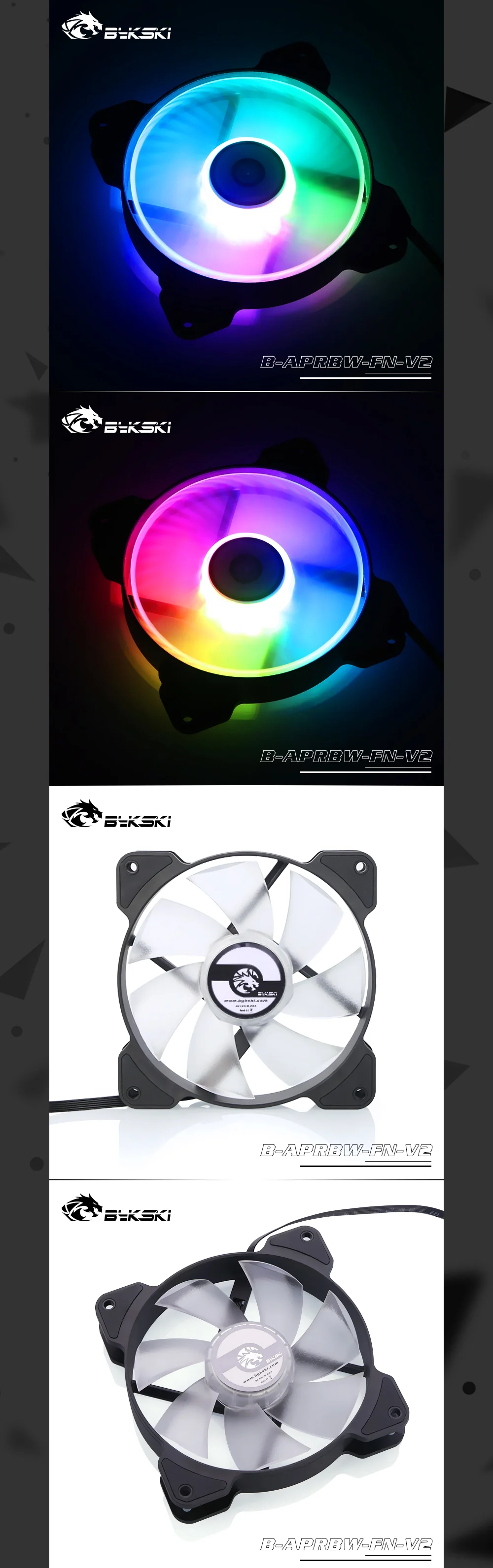 Bykski B-APRBW-FN-V2/B-RBW-FN-V2, RBW 120mm Constant Cooling Fan / Cooler, Compatible With 120/240/360/480mm Radiators