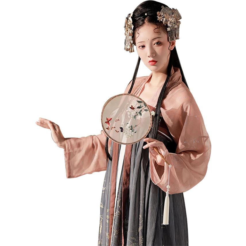 

Folk Dance Costume for Women Girls Ancient Traditional Chinese Clothing Hanfu Golden Embroidery Stage Performance Streetwear Set